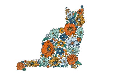 Floral Cat by Kaari Selven framed wall art