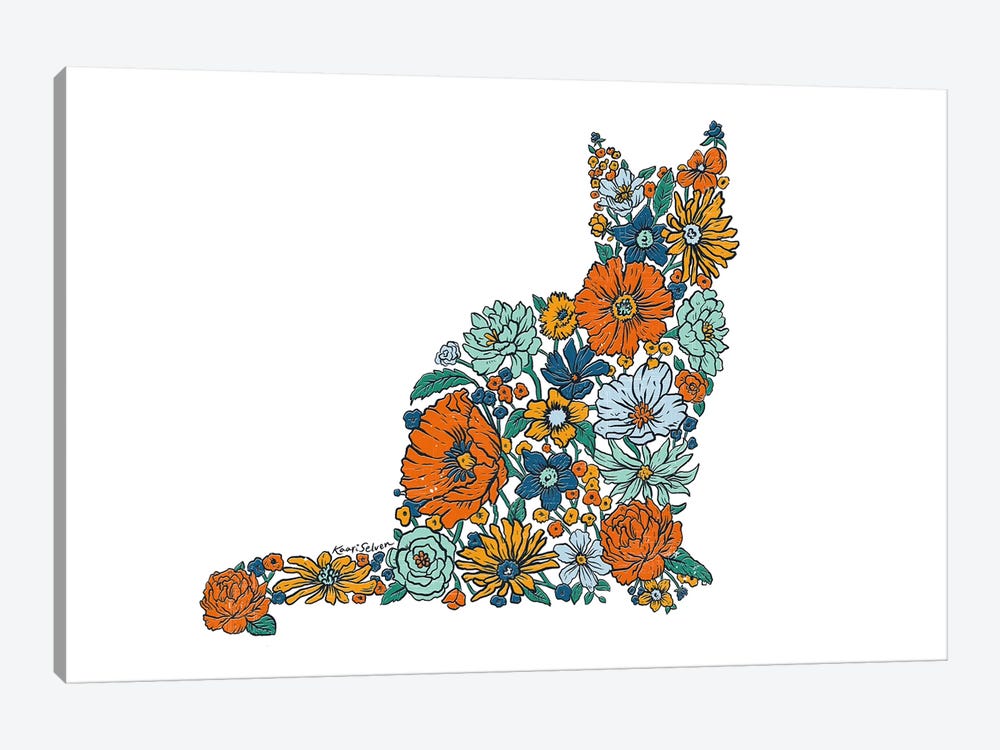Floral Cat by Kaari Selven 1-piece Canvas Print