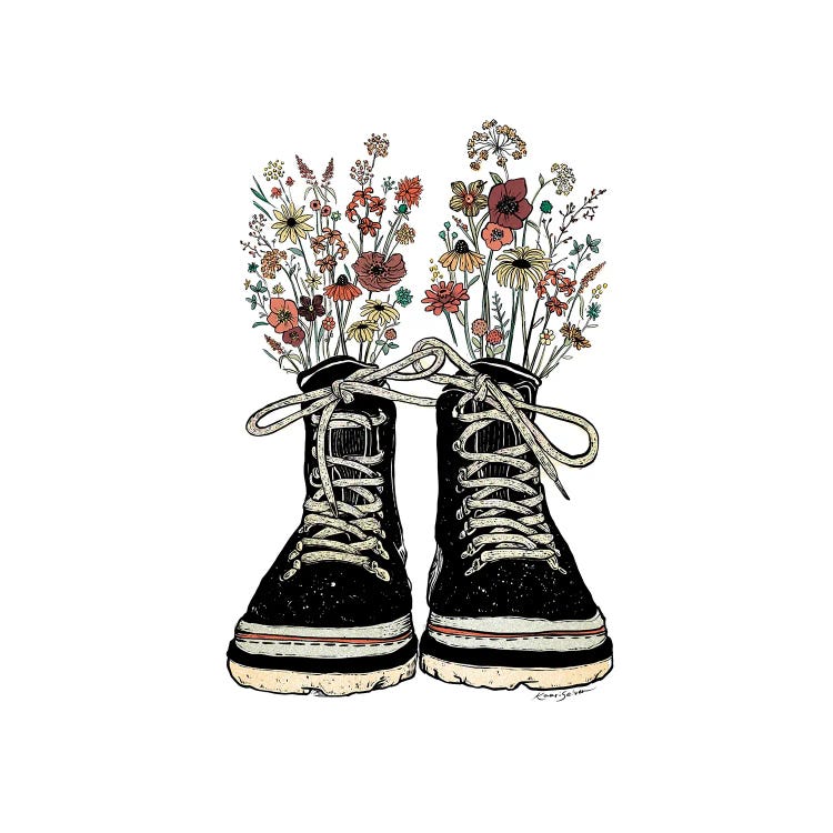 Floral Hiking Boots by Kaari Selven wall art