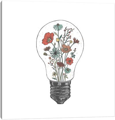Floral Lightbulb Canvas Art Print - Kaari Selven