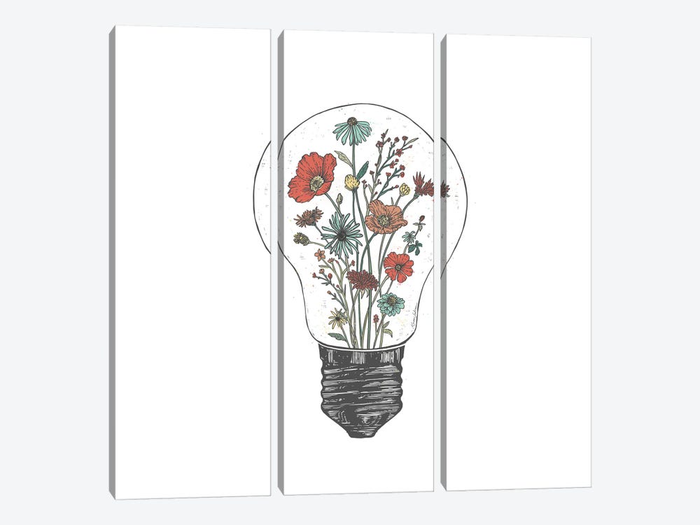 Floral Lightbulb by Kaari Selven 3-piece Canvas Art Print