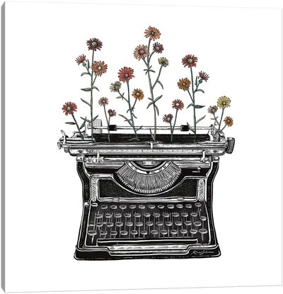 Floral Typewriter II Canvas Art Print - Kaari Selven
