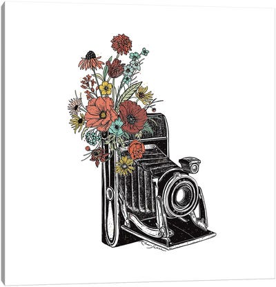Floral Vintage Camera II Canvas Art Print - Photography as a Hobby