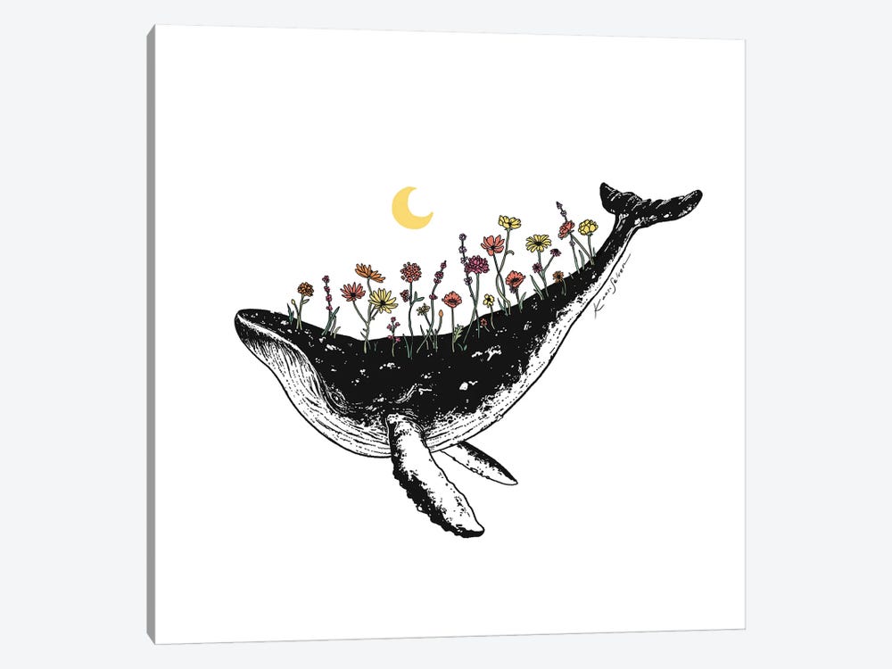 Floral Whale by Kaari Selven 1-piece Canvas Art Print