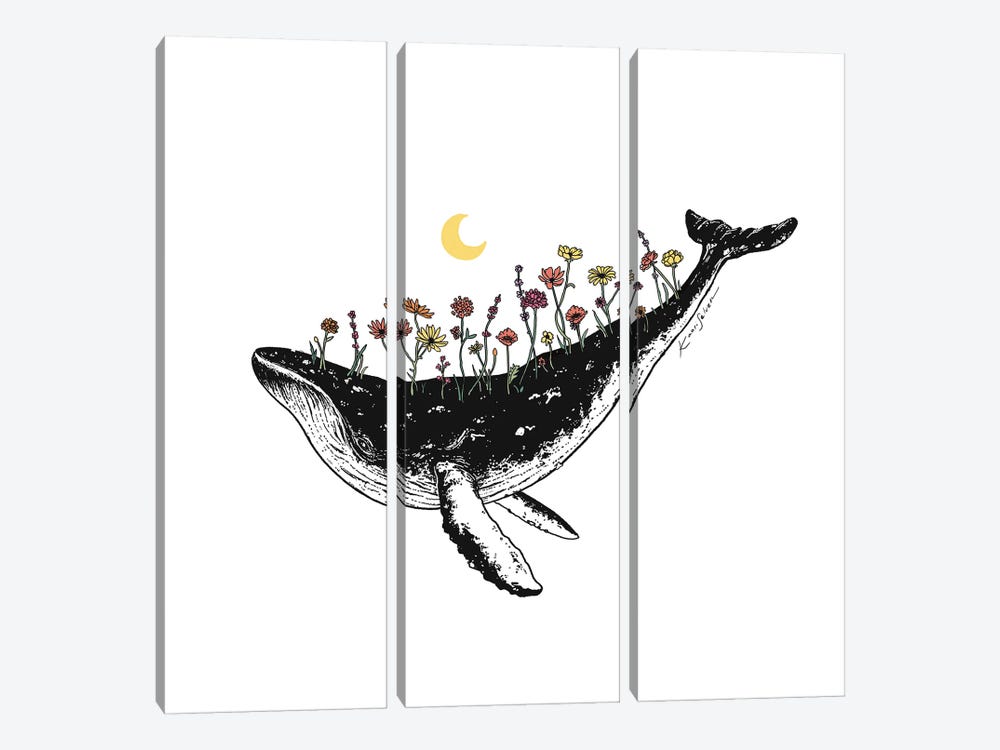 Floral Whale by Kaari Selven 3-piece Art Print