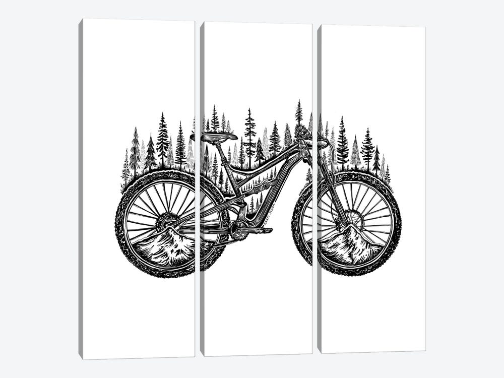 Forested Bicycle by Kaari Selven 3-piece Canvas Art Print