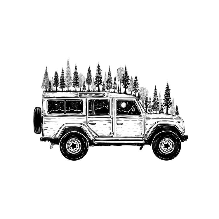 Forested Jeep by Kaari Selven wall art