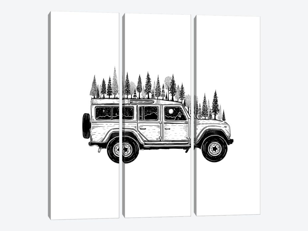 Forested Jeep by Kaari Selven 3-piece Canvas Artwork