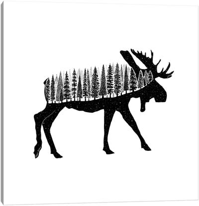 Forested Moose Canvas Art Print - Kaari Selven