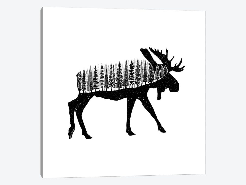 Forested Moose by Kaari Selven 1-piece Canvas Art Print