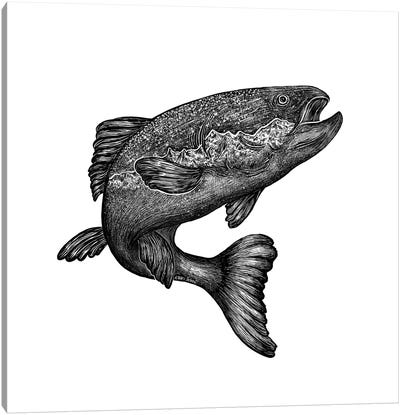 Jumping Salmon Canvas Art Print - Outdoorsman