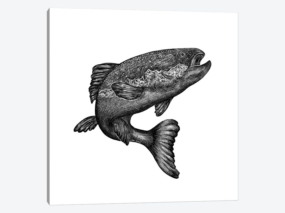 Jumping Salmon by Kaari Selven 1-piece Canvas Print