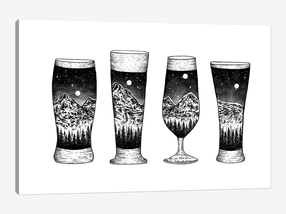 Mountain Beer Glasses Png by Kaari Selven 1-piece Canvas Art Print