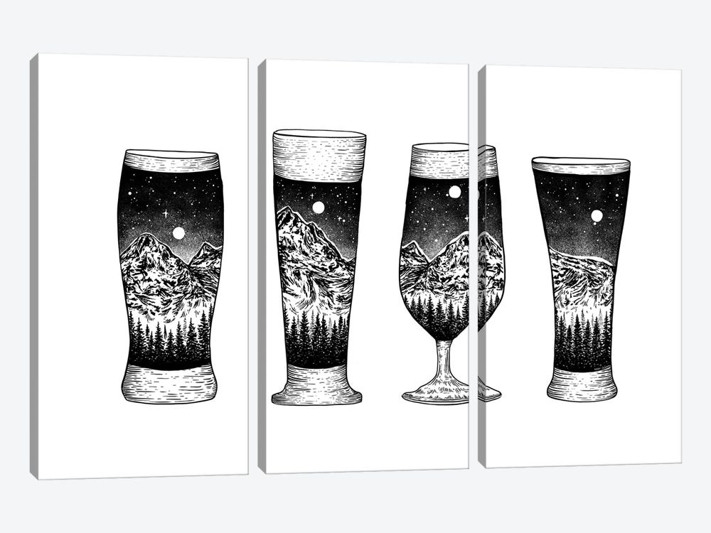 Mountain Beer Glasses Png by Kaari Selven 3-piece Art Print