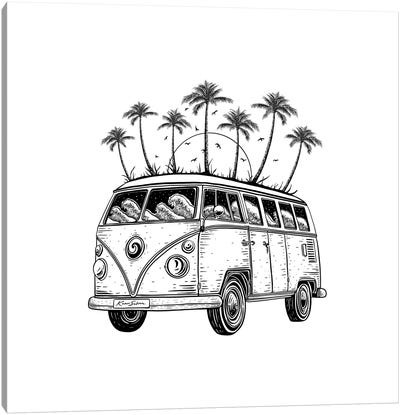 Beach Van Canvas Art Print - Volkswagen