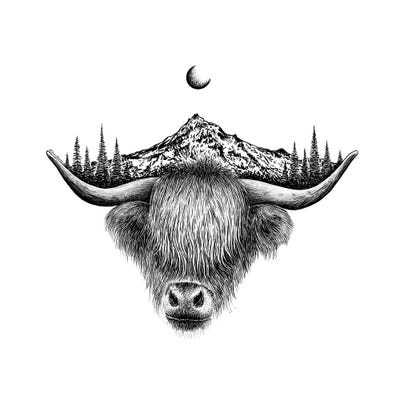 Mountain Highland Cow by Kaari Selven gallery poster