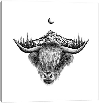 Mountain Highland Cow Canvas Art Print - Kaari Selven