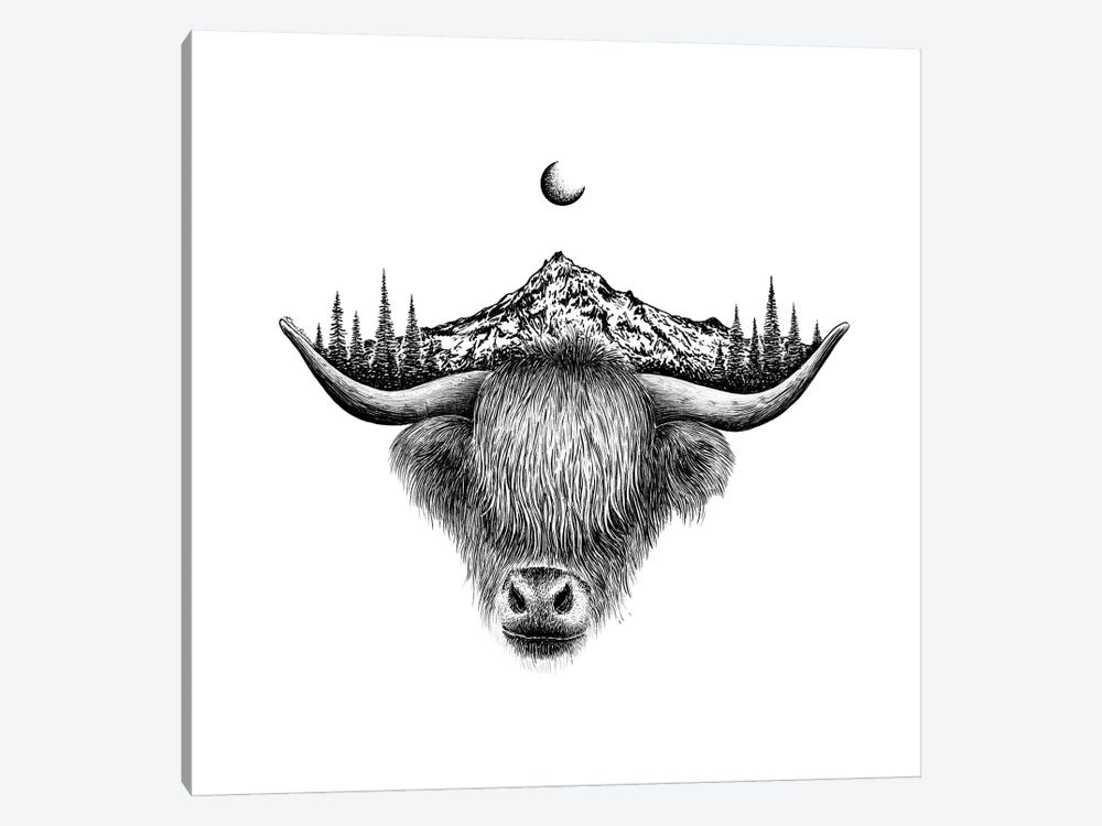 Mountain Highland Cow by Kaari Selven 1-piece Canvas Artwork