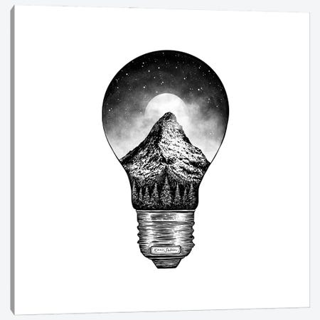 Mountain Lightbulb Canvas Print #KSI57} by Kaari Selven Canvas Wall Art
