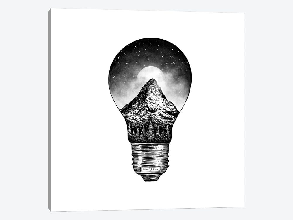 Mountain Lightbulb by Kaari Selven 1-piece Canvas Artwork