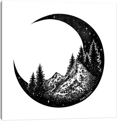Mountain Moon Canvas Art Print - Crescent Moon Art
