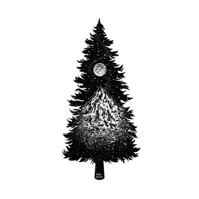 Mountainous Tree Silhouette by Kaari Selven framed canvas print