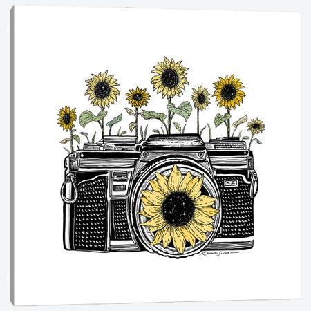 Sunflower Camera In Color Canvas Print #KSI74} by Kaari Selven Canvas Wall Art