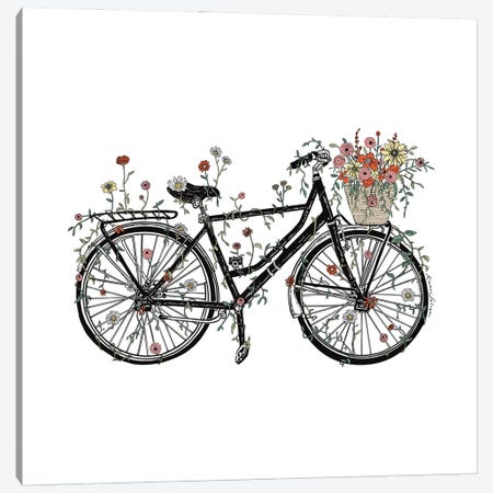 Bicycle Blossoms Canvas Print #KSI7} by Kaari Selven Art Print