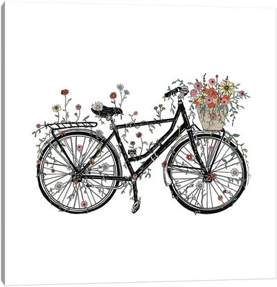 Bicycle Blossoms Canvas Art Print - Kaari Selven