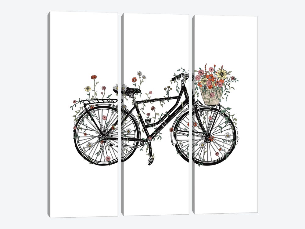 Bicycle Blossoms by Kaari Selven 3-piece Canvas Print
