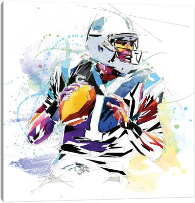 Cam Newton Canvas Art Print - Football Art