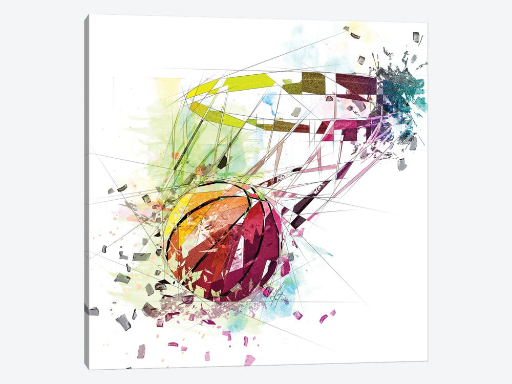 Basketball And Net 1-piece Canvas Print
