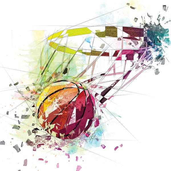 Kids Sports Art: Basketball And Net by Katia Skye