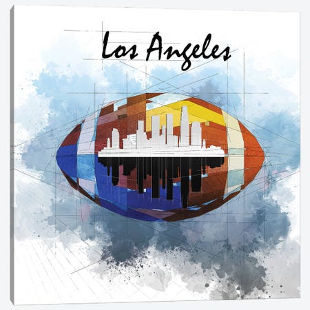 Football Los Angeles Skyline Canvas Print #KSK1} by Katia Skye Canvas Art