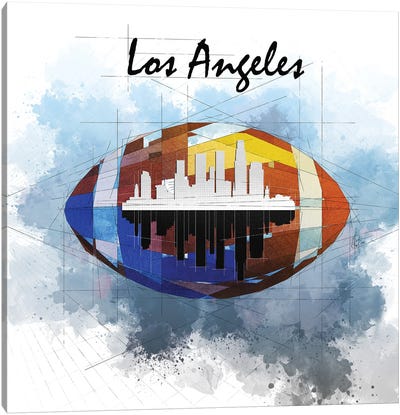 Football Los Angeles Skyline Canvas Art Print - Los Angeles Skylines
