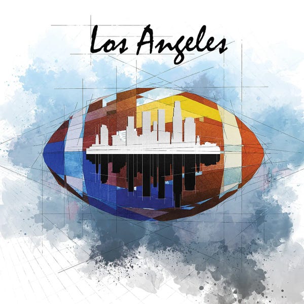 Katia Skye: Football Los Angeles Skyline by Katia Skye