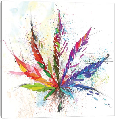 Cannabis Leaf Canvas Art Print - Large Colorful Accents