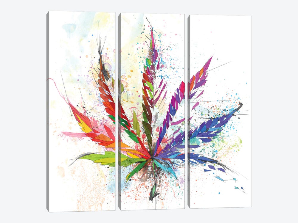 Cannabis Leaf by Katia Skye 3-piece Canvas Art Print