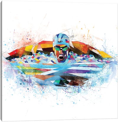 Michael Phelps Canvas Art Print - Colorful Art
