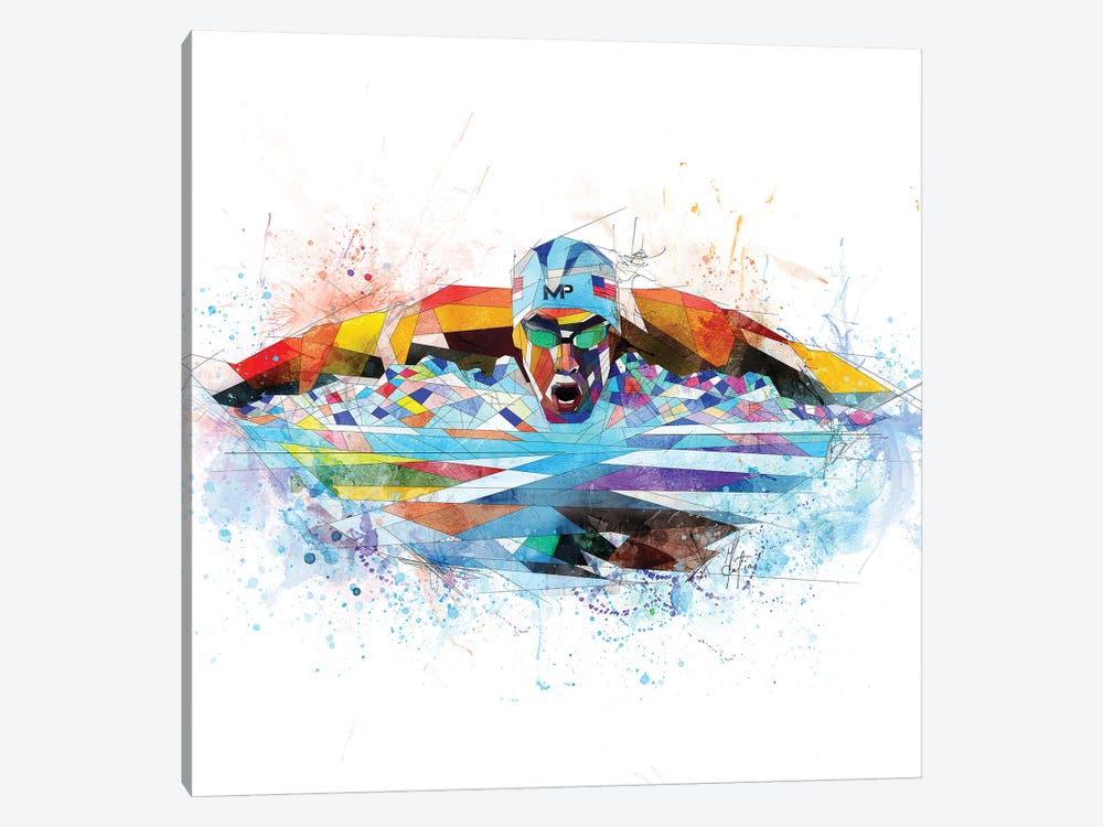 Michael Phelps by Katia Skye 1-piece Canvas Wall Art