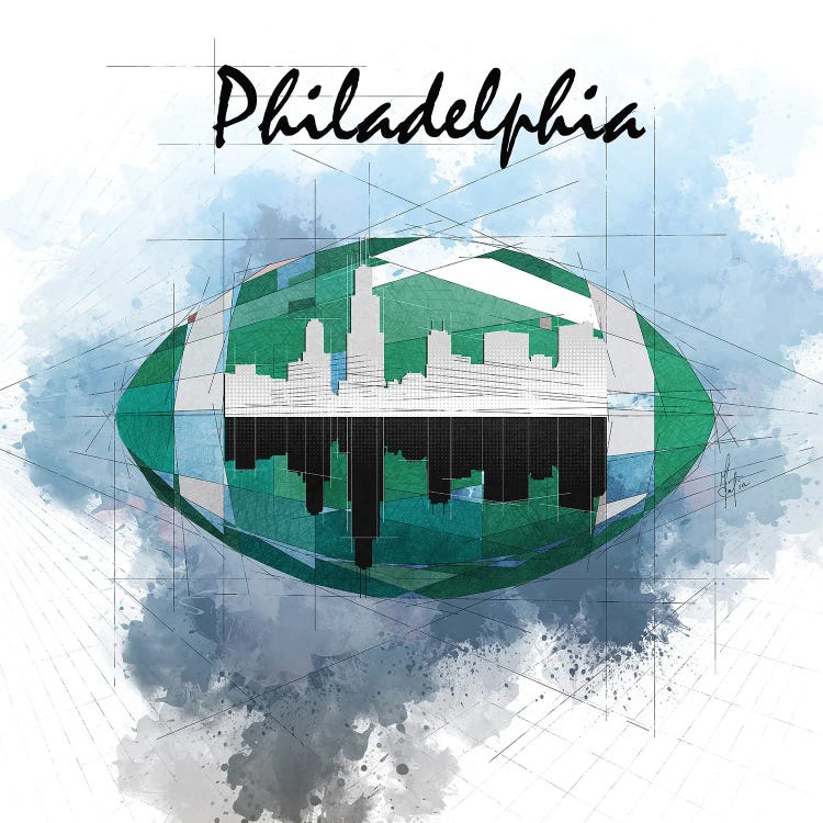 Football Philadelphia Skyline by Katia Skye wall art