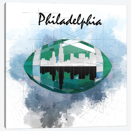 Football Philadelphia Skyline Canvas Print #KSK2} by Katia Skye Canvas Artwork