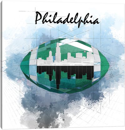 Football Philadelphia Skyline Canvas Art Print - Pennsylvania Art