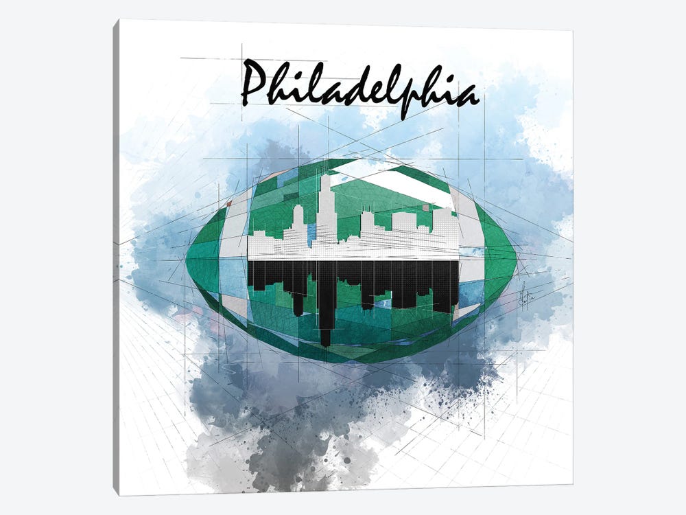 Football Philadelphia Skyline by Katia Skye 1-piece Canvas Art