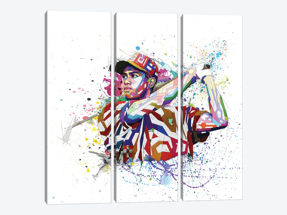 Tiger Woods by Katia Skye 3-piece Canvas Art Print