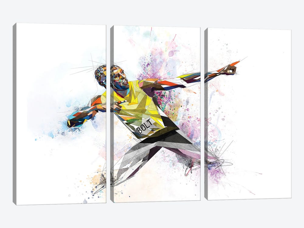 Usain Bolt by Katia Skye 3-piece Art Print