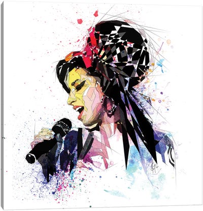 Amy Winehouse Canvas Art Print - Microphone Art