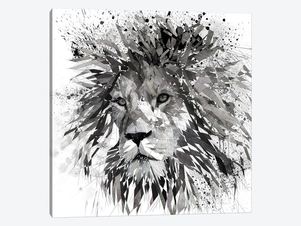 Lion Black And White by Katia Skye 1-piece Canvas Art Print