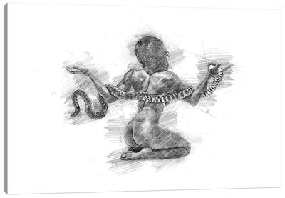 Pencil Sketch XI Canvas Art Print - Snake Art