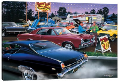 Honest Al's Used Cars Canvas Art Print - Automobile Art